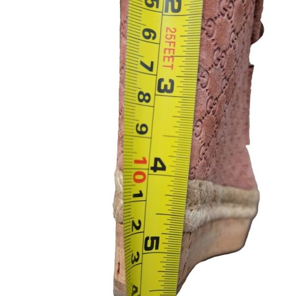 GUCCI Monogram Pattern Pink Suede Espadrilles 9.5 Pre-Loved - Picture 14 of 15